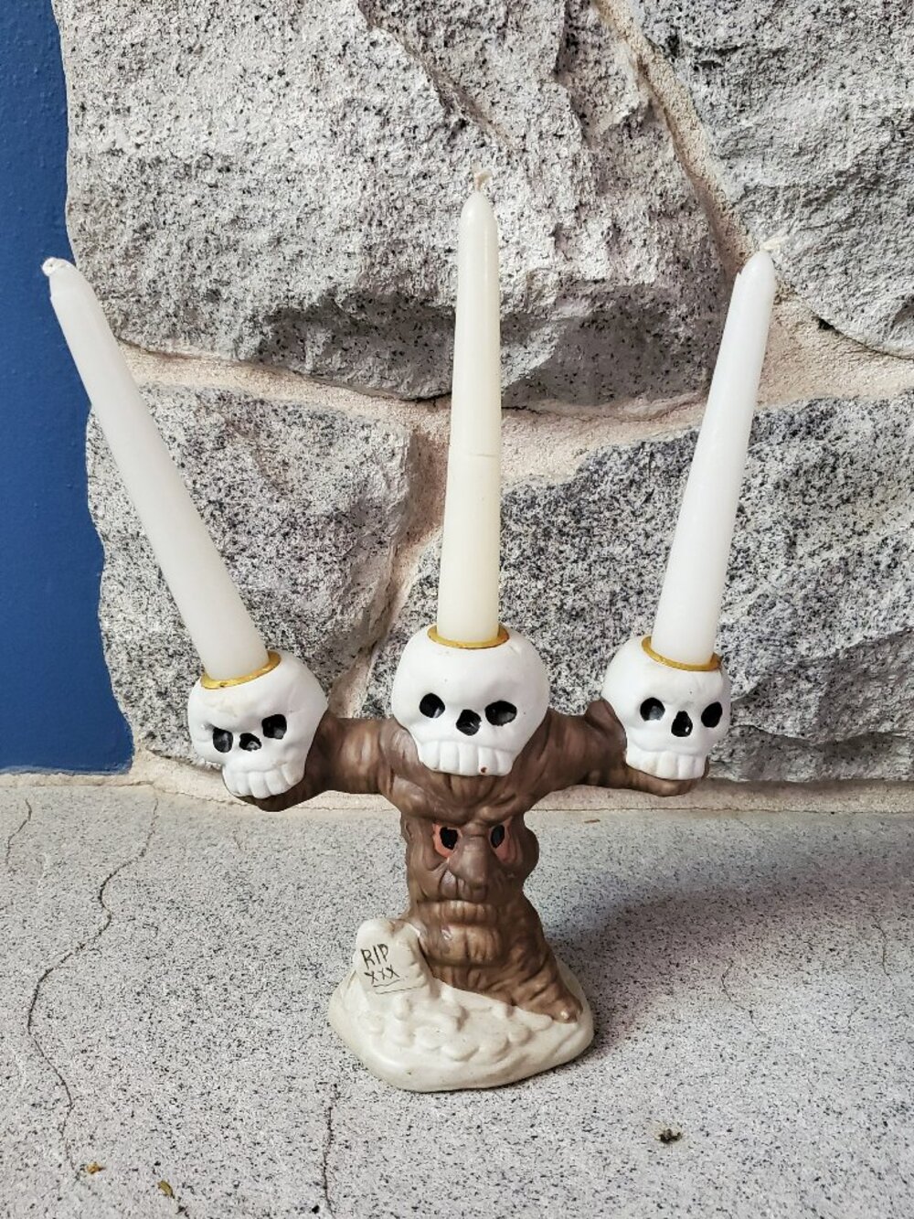 Vintage Spooky Halloween Candleholder Tree with Skulls ABC‎ Distributing